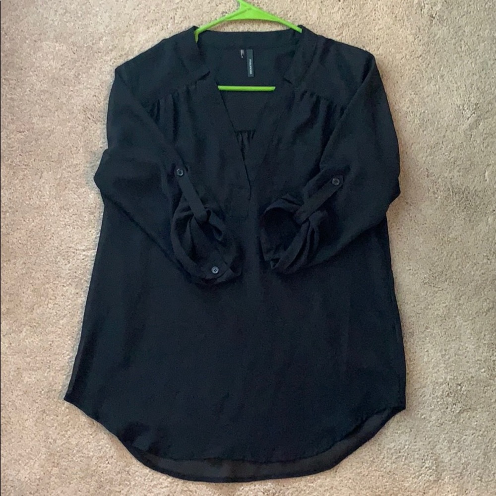 Three quarter sleeve sheer blouse